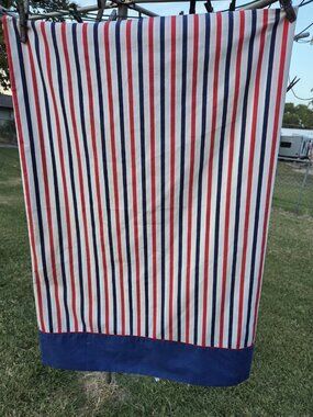 Vintage Martex Presslin 303 Red White & Blue Patriotic Stripe Pillowcase 42x36"